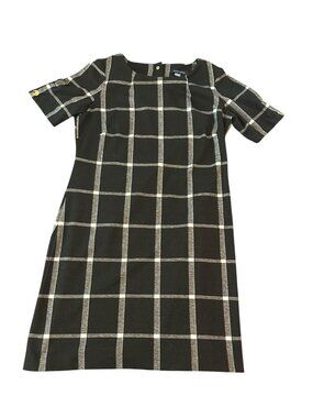 Tommy‎ Hilfiger Women’s Black Windowpane Plaid Shift Dress 10 Career Grid Casual